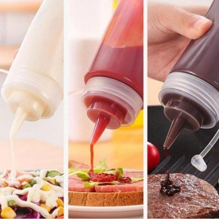 Yağdanlık 400 Ml Kapaklı Sızdırmaz Yağlık Sosluk Şişesi Plastik Şeffaf