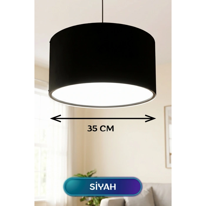 Siyah Kumaş Başlıklı Sarkıt Avize 35 CM