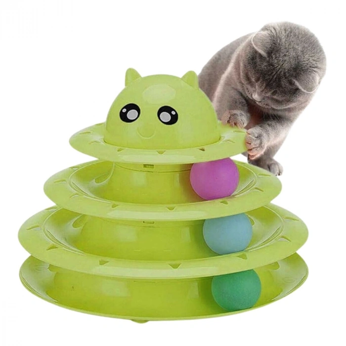 Kedi Oyuncağı Tower Of Tracks Eğlenceli Üç Katlı Seti Kedi Oyunu