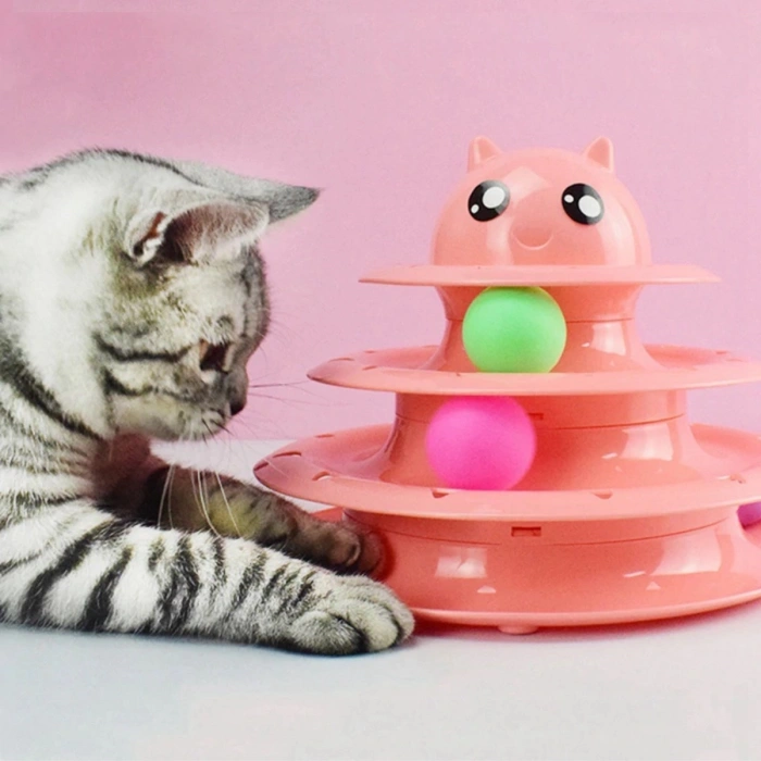 Kedi Oyuncağı Tower Of Tracks Eğlenceli Üç Katlı Seti Kedi Oyunu