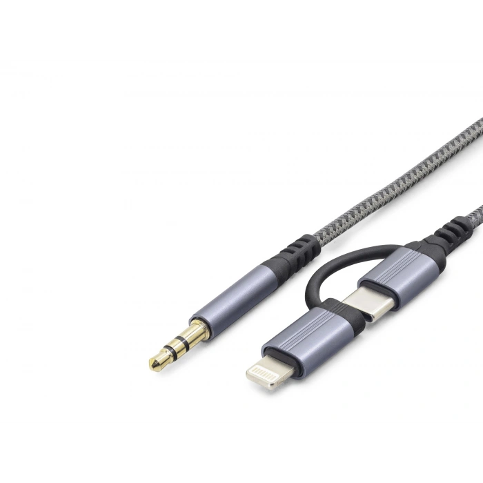Type-C + Lightning To 3.5 Mm Ses Kablosu - Siyah GJ-027