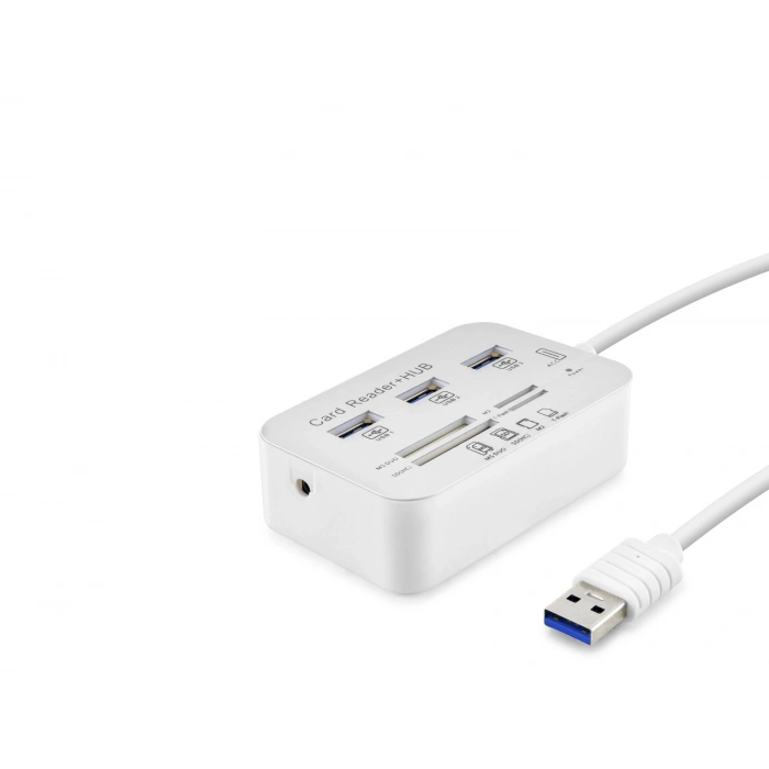 Usb 3.0 Hub Kart Okuyucu 7 Port 5 Gbps Beyaz HDX7028