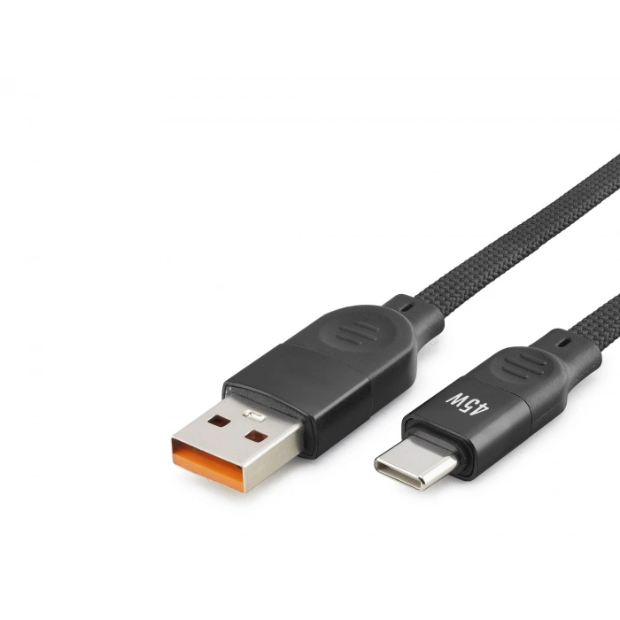 Usb Type-c Şarj Ve Data Kablosu 45W 1 M Örgülü Siyah ND1102