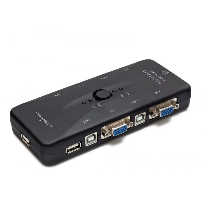 Vga Usb Kvm Swıtch 4 In 1 Out + 4 Port Usb Console - Sıyah HD230