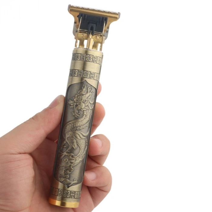 Manuel Tıraş Makinası Vintage Görünümlü Güçlü 4 Farklı Başlıklı USB Şarj Edilebilir