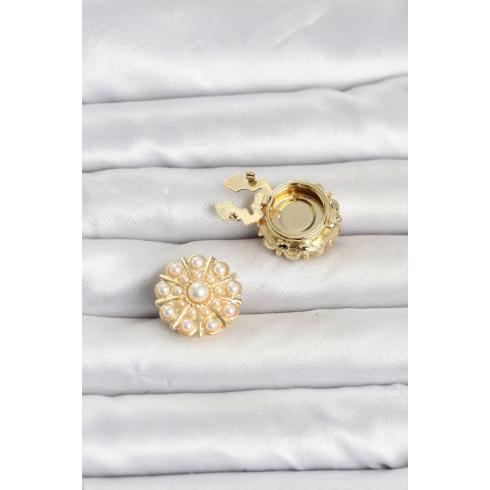 Vintage Model Gold Renk Düğme veya Manşet Broşu TJ-BR486