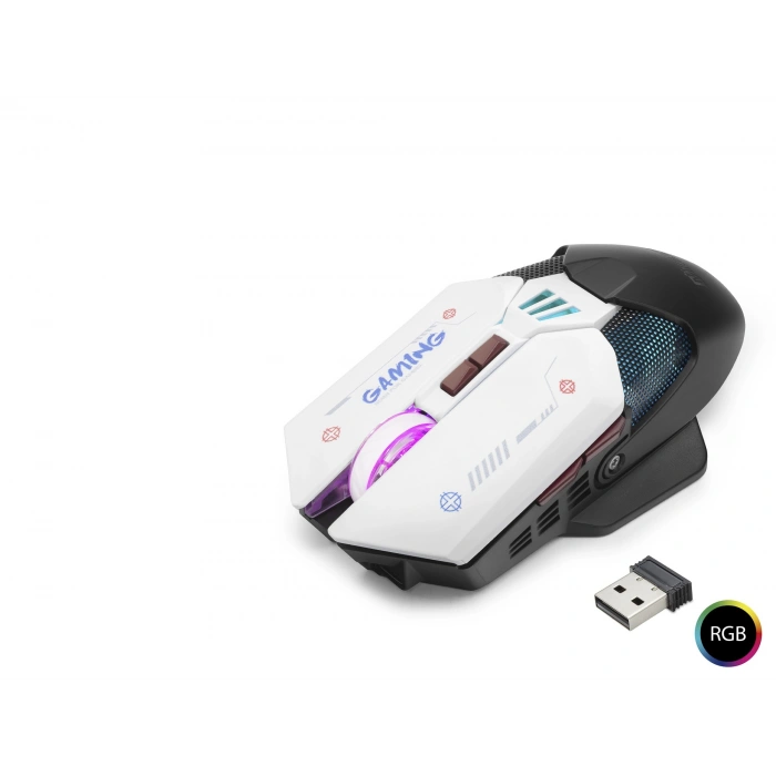 W19 Kablosuz Mouse Dual Mod 10000 Dpi 7 Tuş Makro 1000 Hz Rgb - Siyah Beyaz