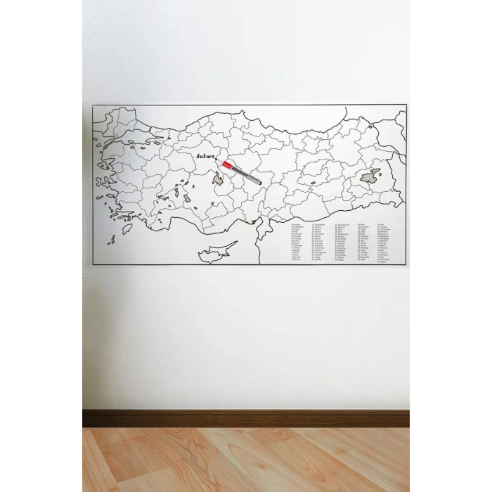 Stickerı 110 X 56 Cm Yazılabilir Türkiye Haritası Manyetik Duvar