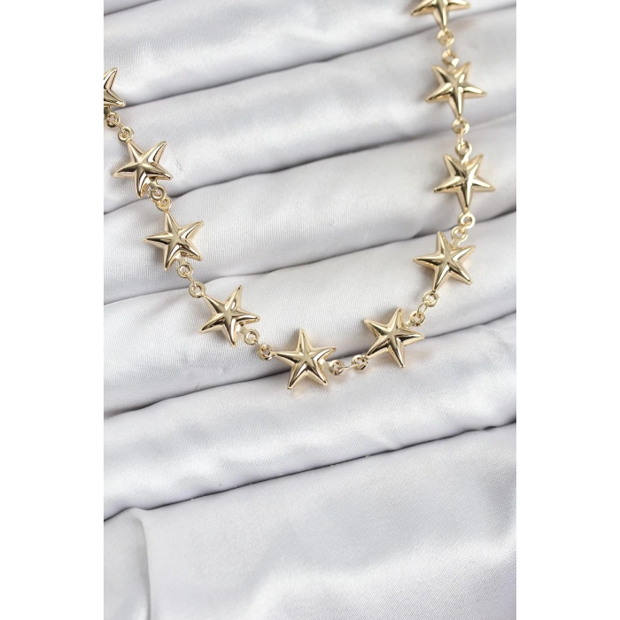 Yıldız Model Pirinç Gold Renk Kadın Kolye TJ-BKO10823