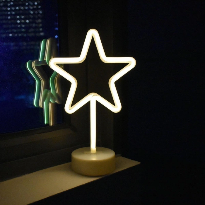 Gece Lambası Yıldız Tasarımlı Neon LED Masa ve Dekor Amaçlı Işık
