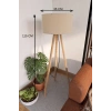 3 Ayaklı Tripod Lambader Bej Kumaş Başlık