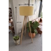 3 Ayaklı Tripod Lambader Hardal Kumaş Başlık