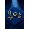 3 lü Set Küpe Gold Renk Eros Yay Detaylı TJ-BKP11946