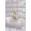 316L Çelik Gold Renk Beyaz Mineli Kız Figür Tarot Kolye TJ-BKO9027