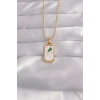 316L Çelik Gold Renk Beyaz Mineli Tarot Kolye TJ-BKO9039