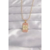 316L Çelik Gold Renk Karışık Mineli Ay Figür Tarot Kolye TJ-BKO9036