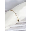 316L Çelik Gold Renk Siyah Beyaz Baby Yonca Model Kadın Bileklik TJ-BB8557