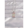 316L Çelik Gümüş Renk Pembe Mineli Ay Figür Tarot Kolye TJ-BKO9045