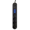 Korumalı Grup Priz 2 Metre 4 Parça Anahtarlı 3 USB Li Akım Korumalı Topraklı Çocuk Siyah