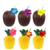 Ananas & Hindistan Cevizi Tasarımlı Pipetli Bardak Seti (6 Adet)