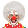 Beyaz Renk Kıvırcık Afro Bonus Peruk Saç ve Kırmızı Sünger Burun Seti
