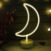 Gece Lambası Dekor Amaçlı Pil İle Çalışan Ay Tasarımlı 3D Neon LED Masa