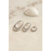 Gümüş Renk Oval Halka Model Zirkon Taşlı 3 lü Küpe Set TJ-BKP11975