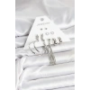 Gümüş Renk Pirinç 6 Çiftli Kadın Küpe Seti TJ-BKP11331