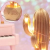 Gece Lambası LED Aydınlatmalı Kaktüs Dekor Amaçlı Masa Lambası Küçük Boy Biblo Gold