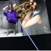 Lüks Taşlı Saplı Maskeli Balo Maskesi Mor Renk 35 cm
