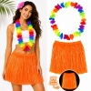 Neon Turuncu Hawaii Etek 40 cm ve Rengarenk Hawaii Kolye