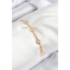 Pirinç Zirkon Taşlı Daire Model Gold Renk Asansörlü Kadın Bileklik TJ-BB7745