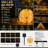Solar 100 LED Gün Işığı Peri Led Işık Zinciri Bahçe ve Balkon Aydınlatma