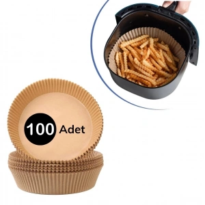 Air Fryer Pişirme Kağıdı 100 Adet Kullanım Sonrası Atılabilir Yağlı Kağıdı Yuvarlak Tabak