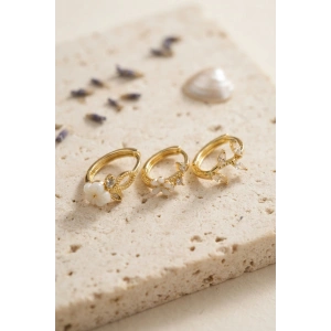 3 lü Set Çiçek Model Gold Renk Kadın Küpe TJ-BKP11960