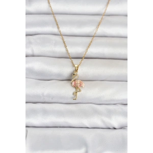 316L Çelik Zincir Gold Renk Flamingo Model Kadın Kolye TJ-BKO11106