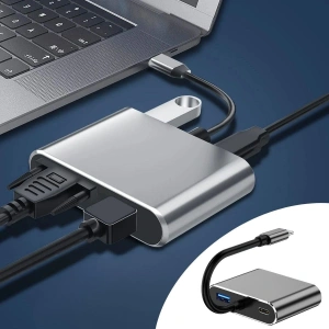 USB Çoklayıcı 1 Arada Type C To Hub Dönüştürücü Adaptör 4K Ultra HD HDMI ve VGA Görüntü Aktarımı PD Hızlı Şarj Destekli
