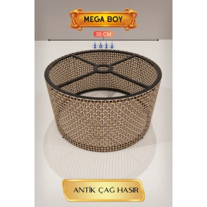 Antik Çağ Hasır Lambader Başlığı 35 CM Mega Boy