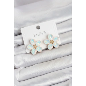 Beyaz Renk Kristal Taşlı Çiçek Model Kadın Küpe TJ-BKP11933