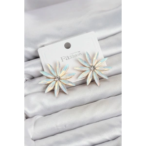 Beyaz Renk Kristal Taşlı Lotus Model Kadın Küpe TJ-BKP11929