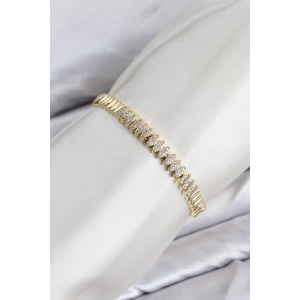 CM Arpa Model Zirkon Taşlı VIP Seri Gold Renk Pirinç Kadın Bileklik TJ-BB8615