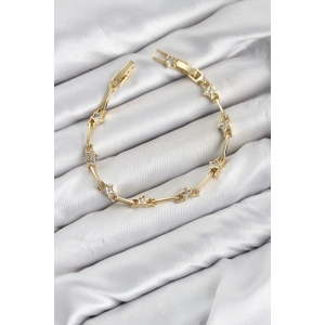 CM Gold Renk Yıldız Model Zirkon Taşlı Pirinç Kadın Bileklik TJ-BB8602