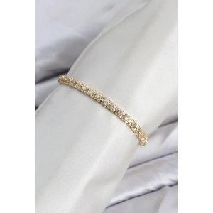 CM Model Zirkon Taşlı VIP Seri Gold Renk Pirinç Kadın Bileklik TJ-BB8604
