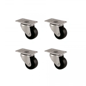Furç Tablalı Bilyalı Teker - 38MM - Siyah HKS234 - 4 Adet