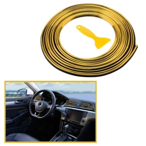 Şerit Bant 5 Metre Araba Oto Trim Dekorasyon Şeridi Kauçuk Elastik Pratik Montaj Gold