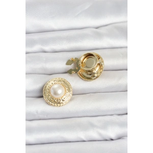 Gold Renk İncili Model Düğme veya Manşet Broşu TJ-BR487