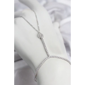 Gümüş Renk Pirinç Zirkon Taşlı Damla Model Şahmeran TJ-SN768