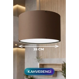 Kahverengi Kumaş Başlıklı Sarkıt Avize 35 CM