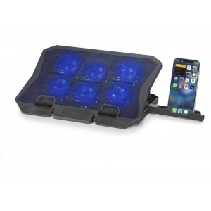 Laptop Soğutucu 6 Fan Led Telefon Standlı - Siyah HDX4254