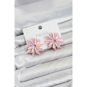 Lotus Model Pembe Renk Kristal Taşlı Kadın Küpe TJ-BKP11935